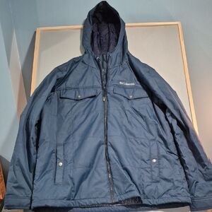 Columbia Men's Dark Blue Hooded Puffer Jacket